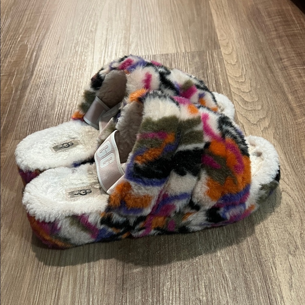 UGG Multicolor Fuzzy Slippers